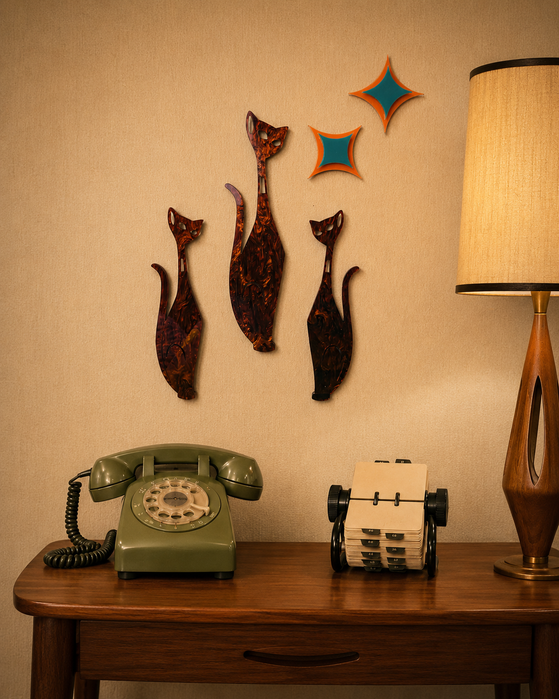 Retro Coast Midcentury Sexton Cats With Diamond Bursts. FREE SHIPPING.