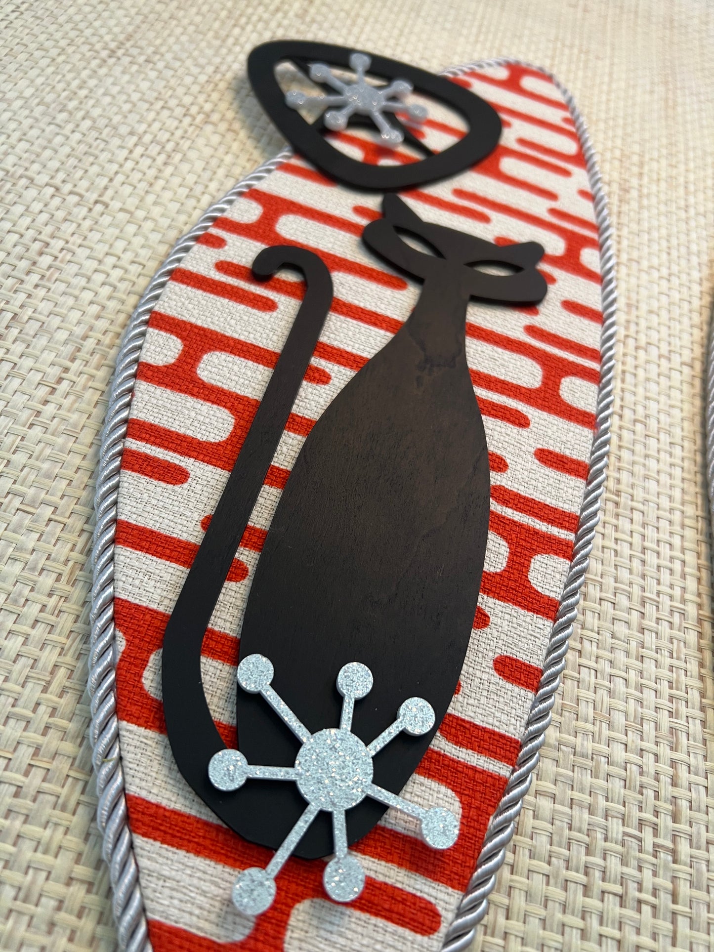 Pair Of Atomic Age Cat Wall Hangings. Meticulously Hand Crafted. FREE post within Australia.