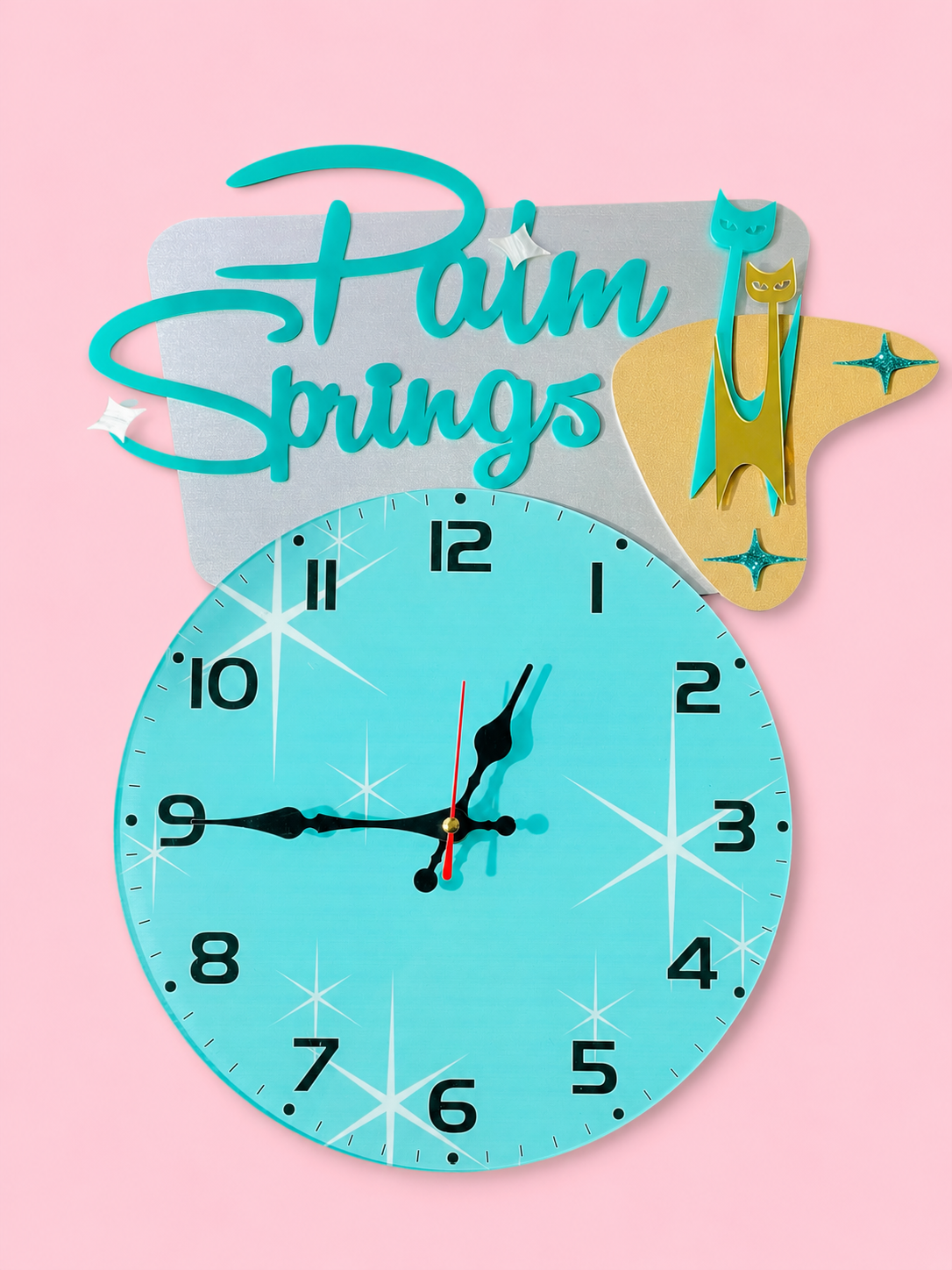 Palm Springs Atomic Age Clock. Includes Shipping Within Australia.