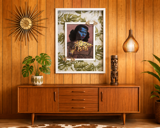Tretchikoff Chinese Blue Lady Framed Print With Removable Atomic Accents. FREE Shipping Within Australia.
