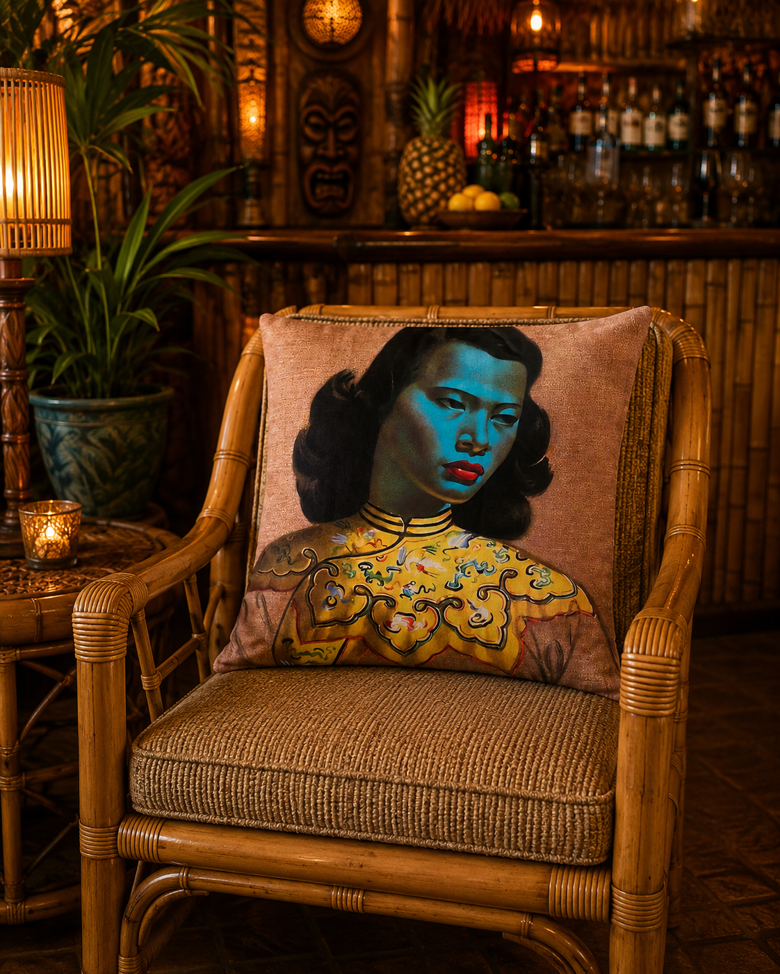 Vladimir Tretchikoff Chinese Blue Lady Cushion Cover. Free Shipping Within Australia.