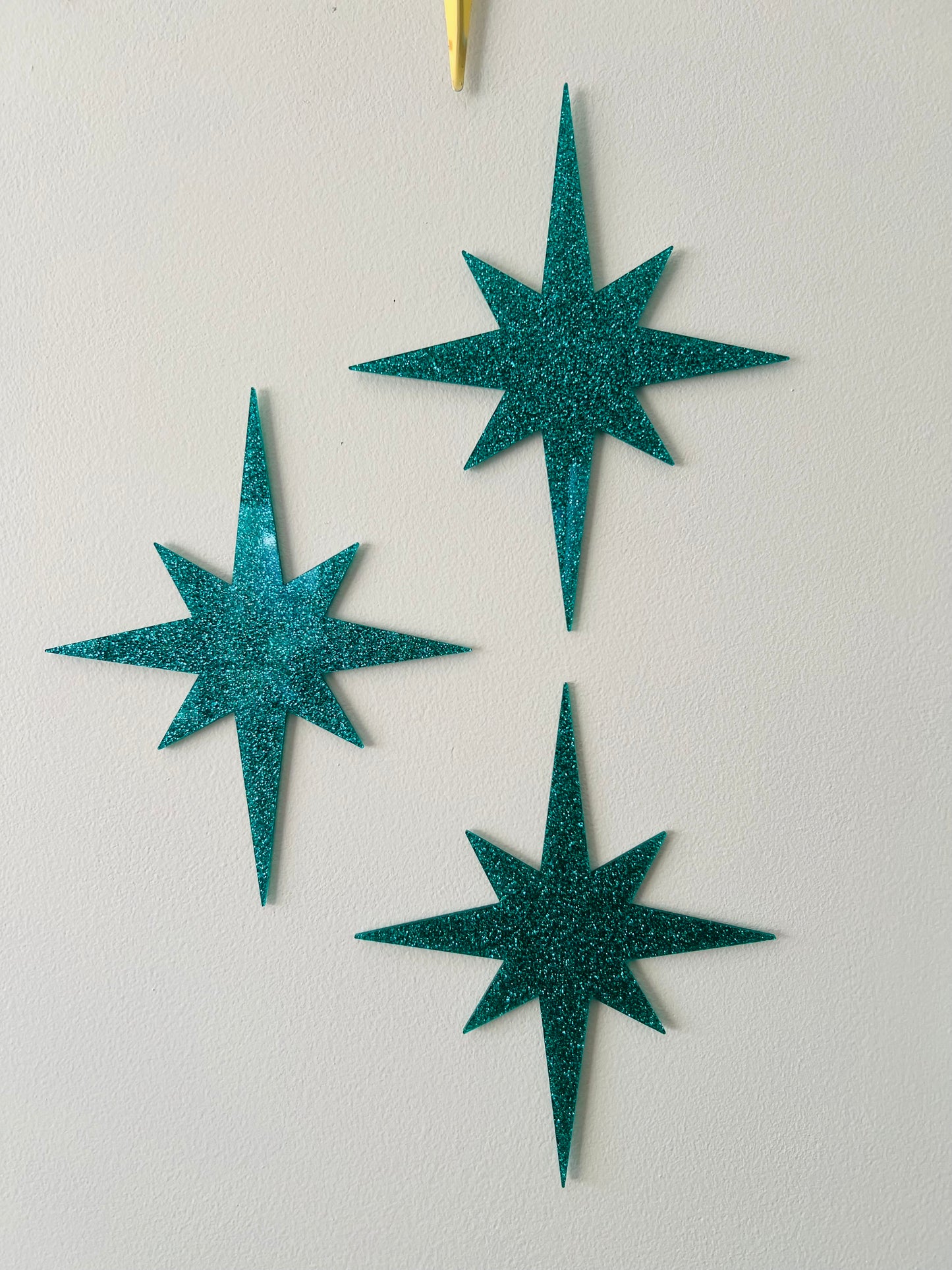 Singular Laser Cut Aqua Glitter Starburst. Available In Multiples. Free Shipping Within Australia.