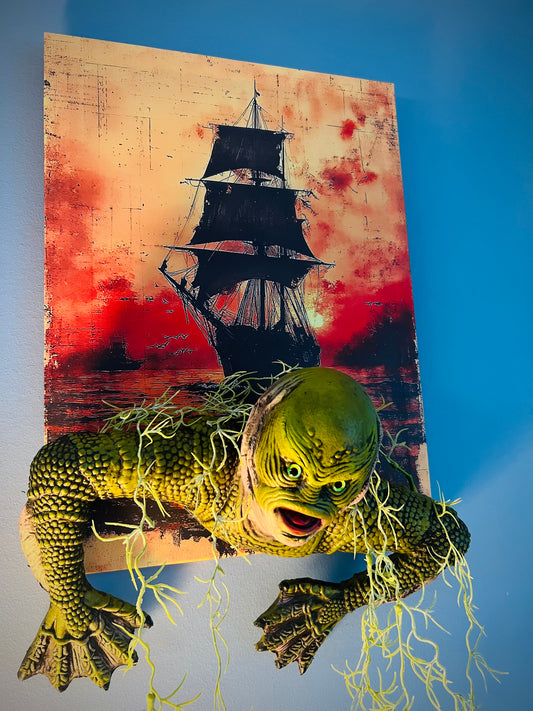 Gill Man Emerging From Deep Sea.