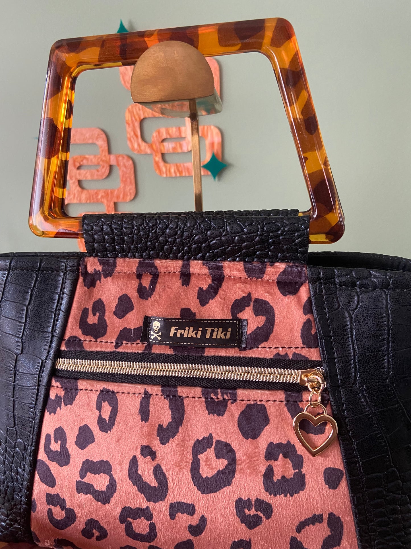 Retro Coast Midcentury Tortoise Shell & Leopard Hand Bag