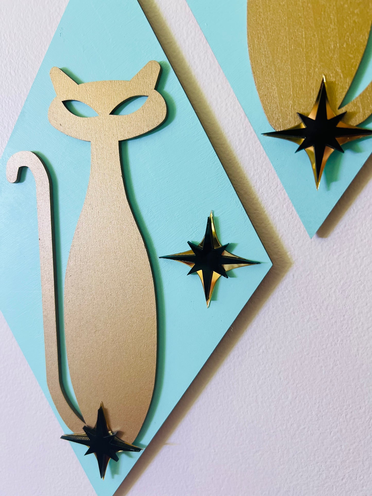 Pair of Gold Diamond Kitties FREE SHIPPING WITHIN AUSTRALIA.