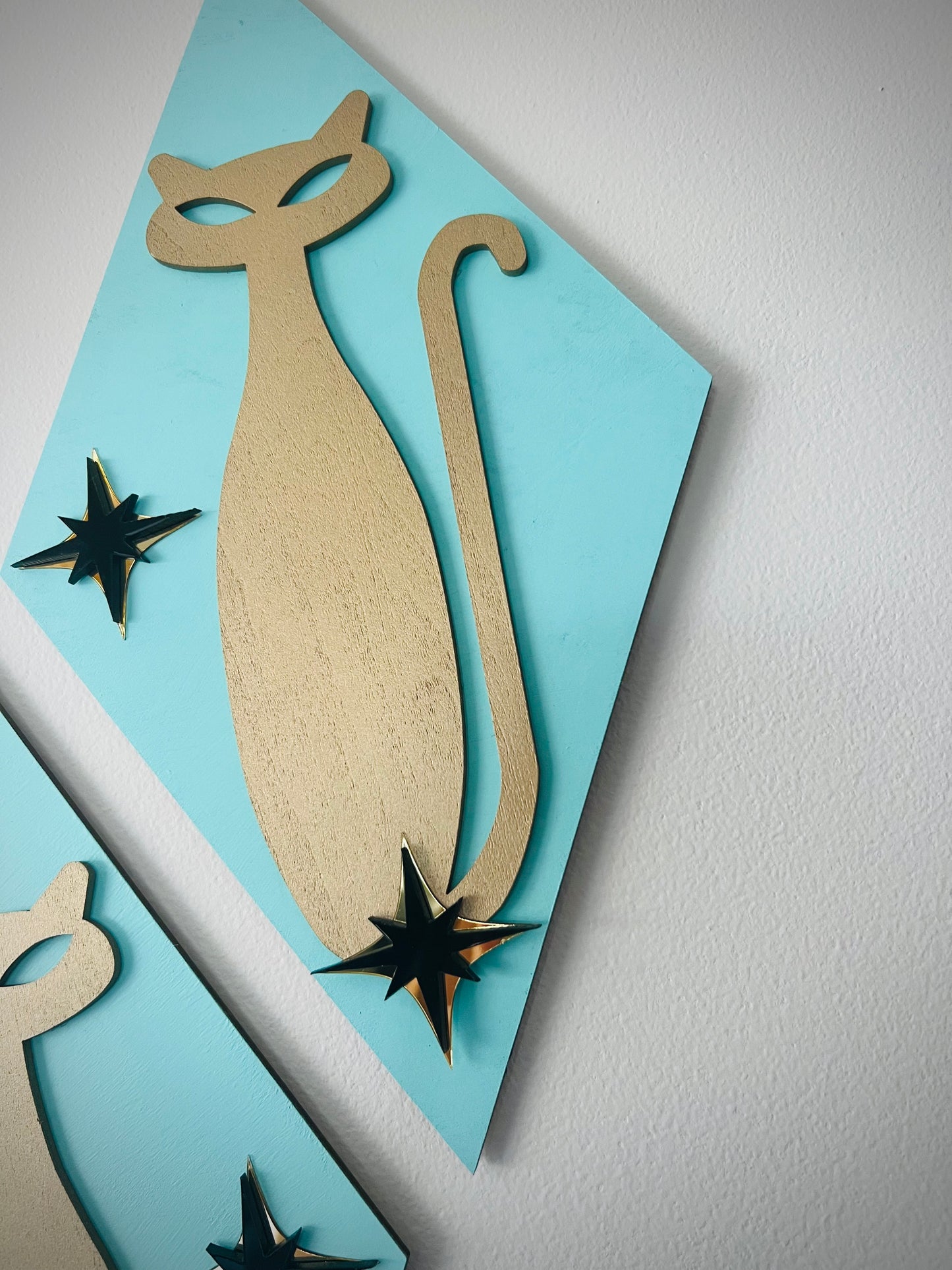 Pair of Gold Diamond Kitties FREE SHIPPING WITHIN AUSTRALIA.