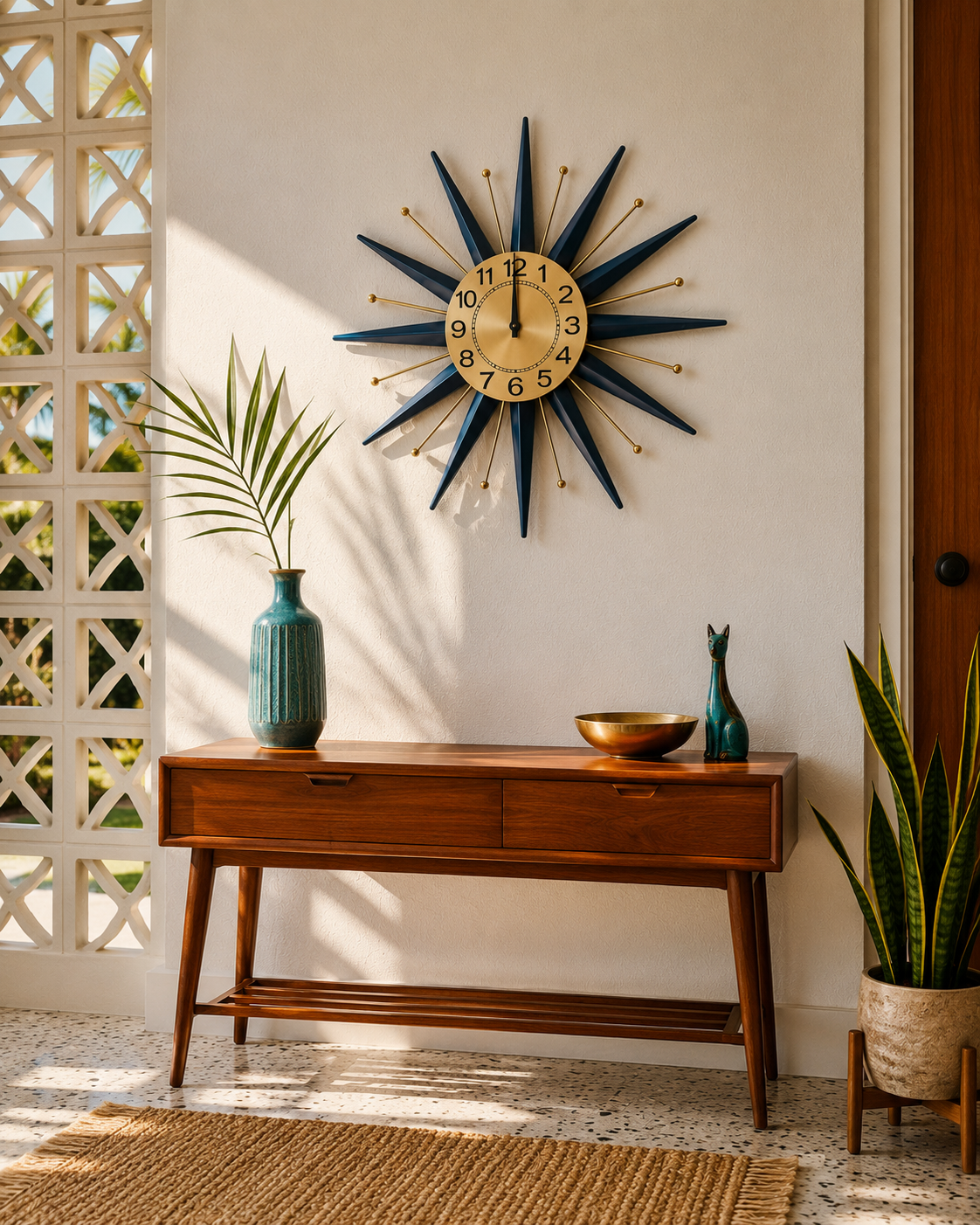 Starburst Clock. Gold With Navy Blue Rays. Price Includes Safe Shipping Within Australia