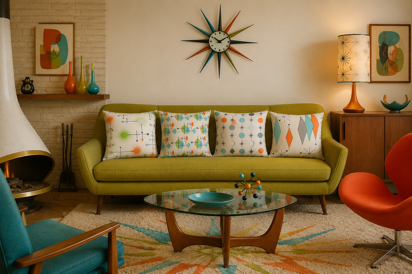 4 Midcentury Modern Design Cushion Covers. Includes Shipping Within Australia.