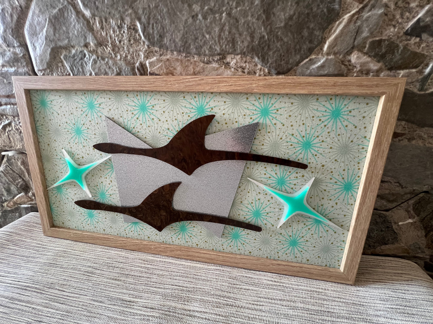 Framed Atomic Age Pair Of Gulls In Flight. Free Shipping Within Australia.