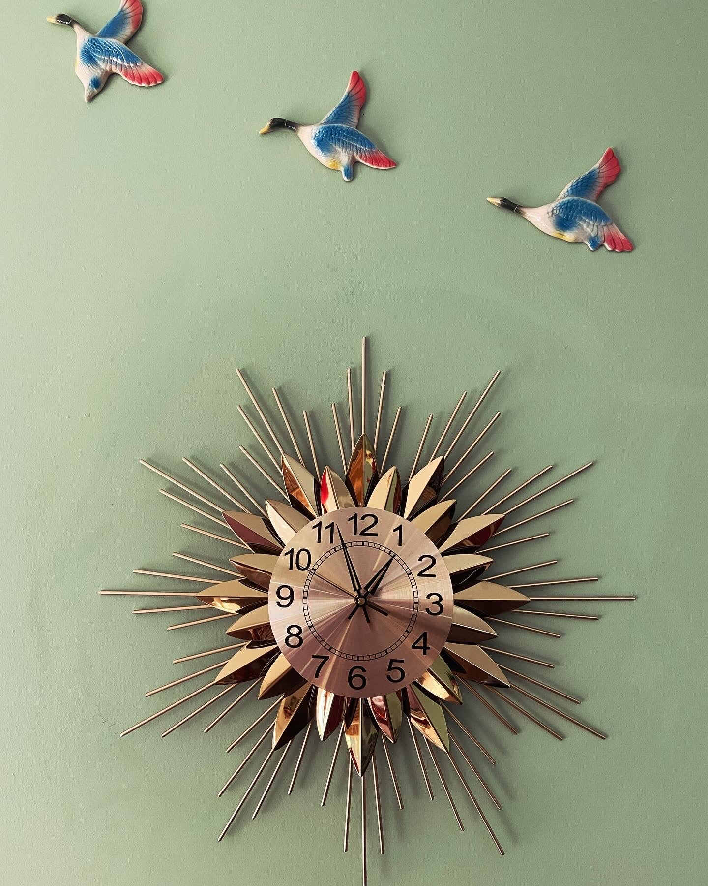 Retro Coast Midcentury Gold Starburst Clock