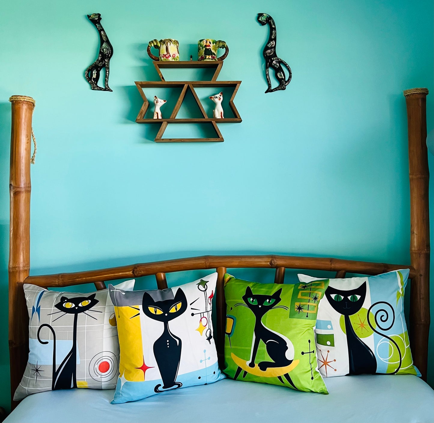 Mid Mod Cat Cushions. Set Of 4, Includes Shipping Within Australia.
