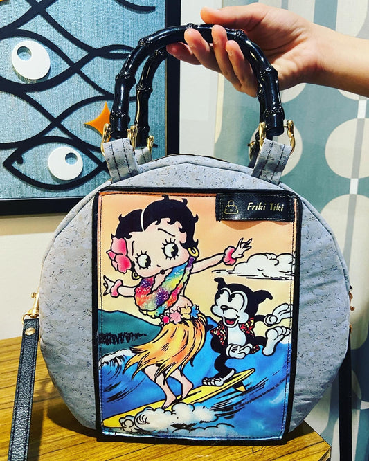 Surfing Boop Hand Bag, Shoulder Strap Included.