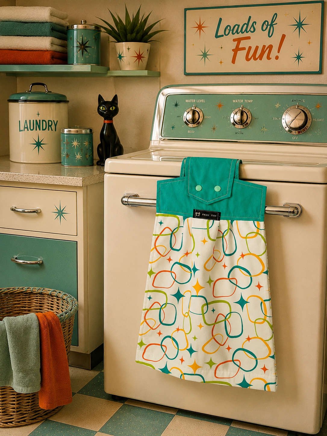Retro Coast Atomic Age Hand Towel. Free Shipping Within Australia.
