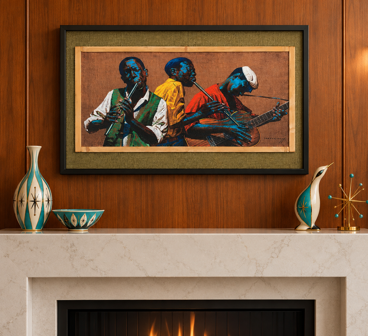 Vladimir Tretchikoff Penny Whistlers Artwork. Midcentury-Modern, Tiki Bar Home.