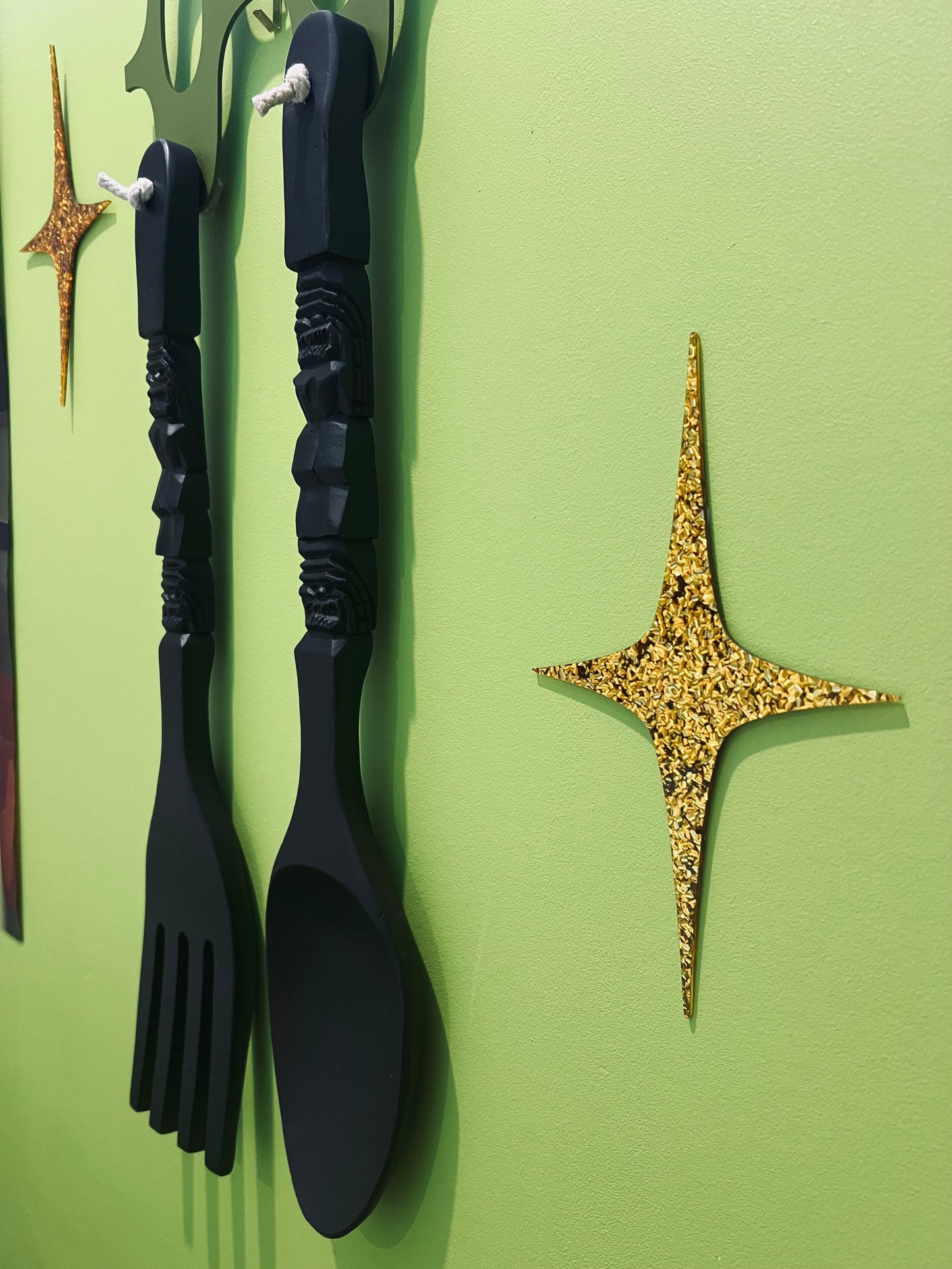 Restored Vintage Tiki Monkey Pod Large Kitchen Fork & Spoon. FREE Shipping Within Australia.