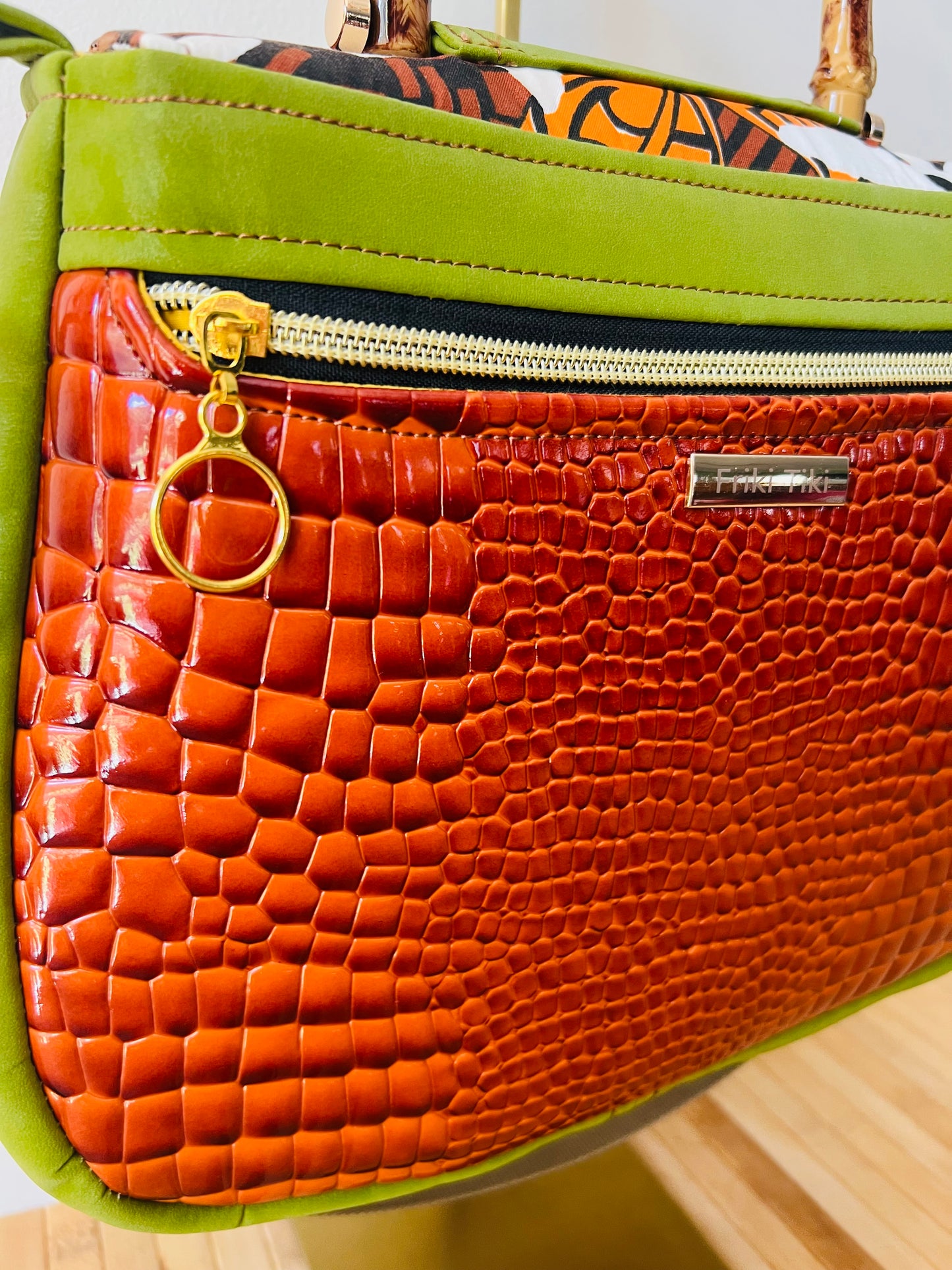 Tiki Pinup Girl Handbag With Shoulder Strap. Meticulously Hand Cut & Sewn On The Sunshine Coast. Free Shipping Within Australia.
