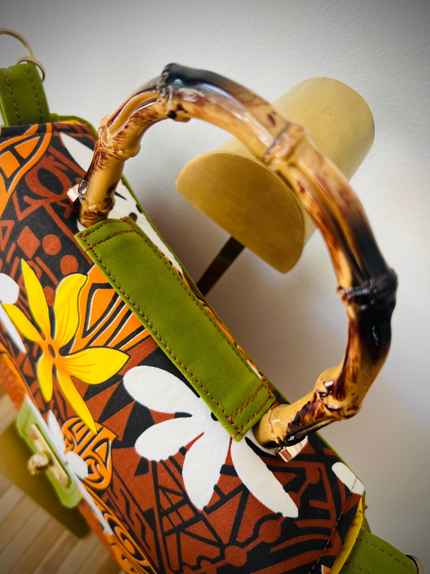 Tiki Pinup Girl Handbag With Shoulder Strap. Meticulously Hand Cut & Sewn On The Sunshine Coast. Free Shipping Within Australia.