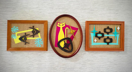 Set Of Three Retro Wall Hangings. Free Shipping Within Australia.