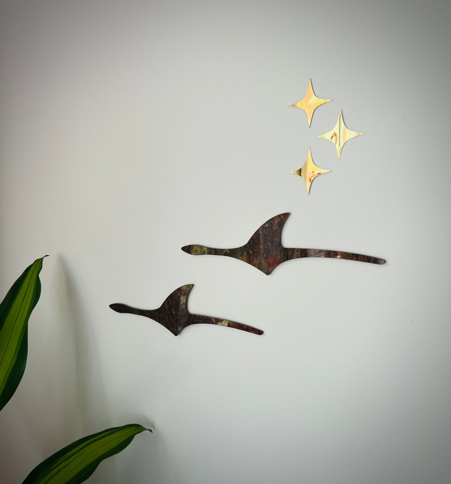 Mid-Century Modern Abstract Flying Birds Wall Art | Laser-Cut Acrylic Retro Wall Sculpture. Free Shipping Within Australia.