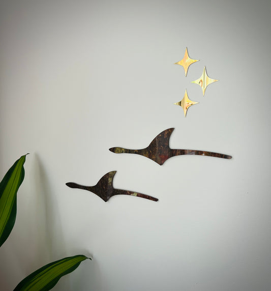 Mid-Century Modern Abstract Flying Birds Wall Art | Laser-Cut Acrylic Retro Wall Sculpture. Free Shipping Within Australia.