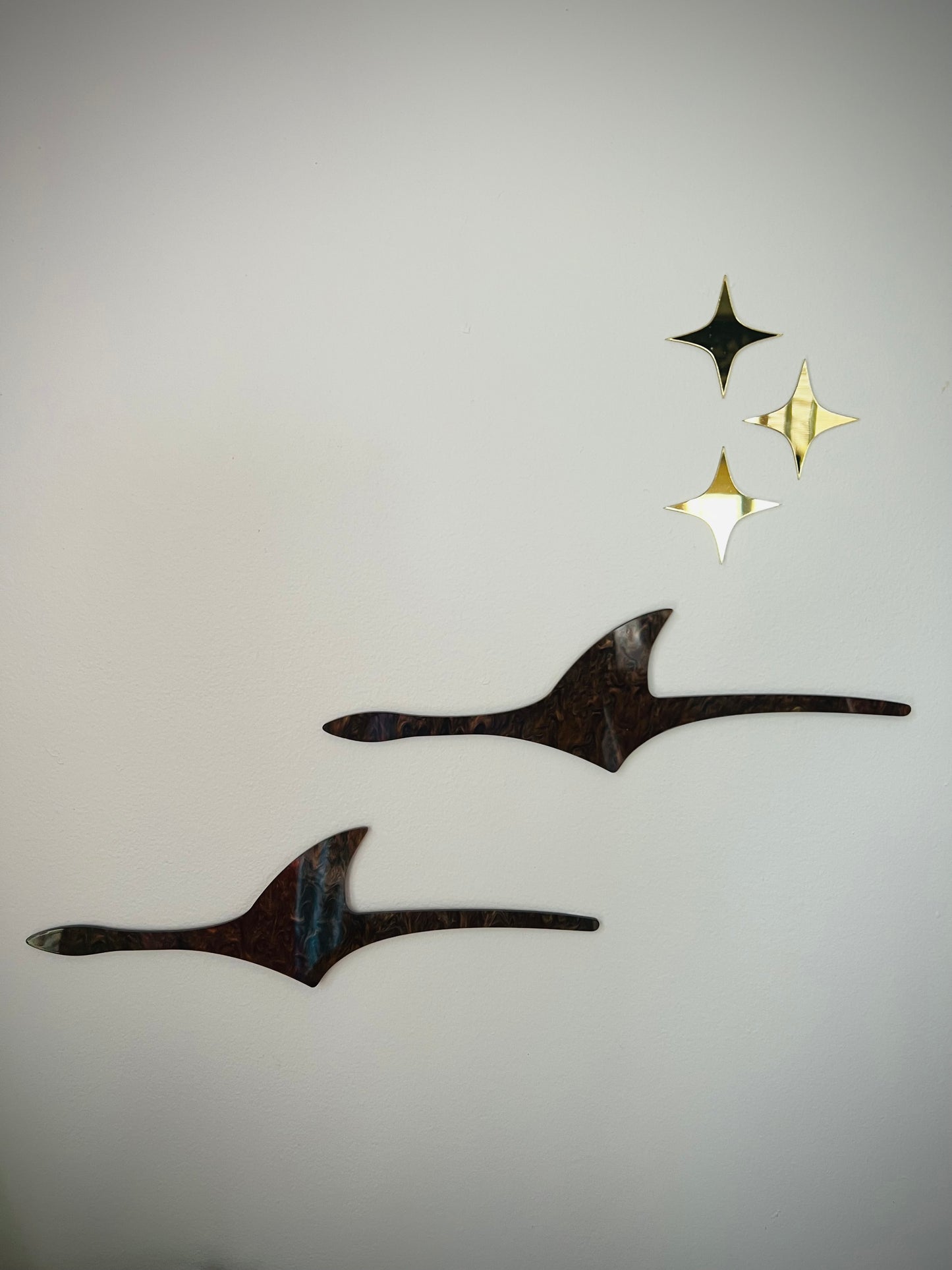 Mid-Century Modern Abstract Flying Birds Wall Art | Laser-Cut Acrylic Retro Wall Sculpture. Free Shipping Within Australia.