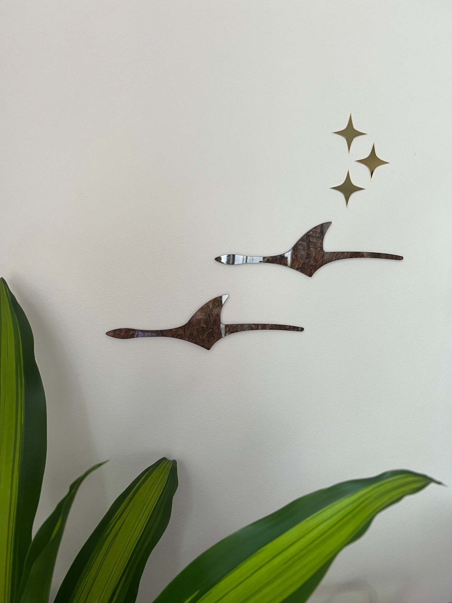 Mid-Century Modern Abstract Flying Birds Wall Art | Laser-Cut Acrylic Retro Wall Sculpture. Free Shipping Within Australia.