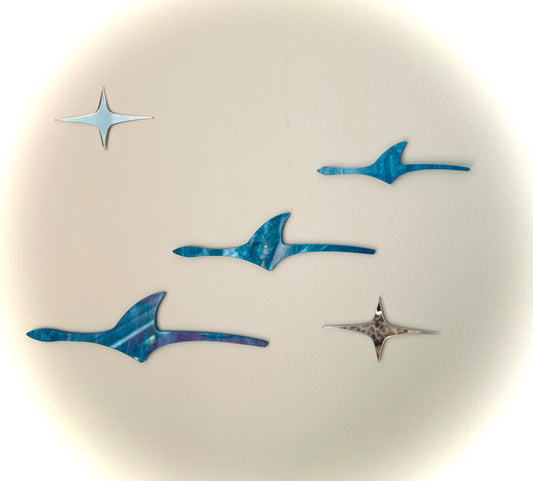 Mid-Century Modern Flying Birds Wall Art | Laser-Cut Acrylic Retro Wall Sculpture. Free Shipping Within Australia.