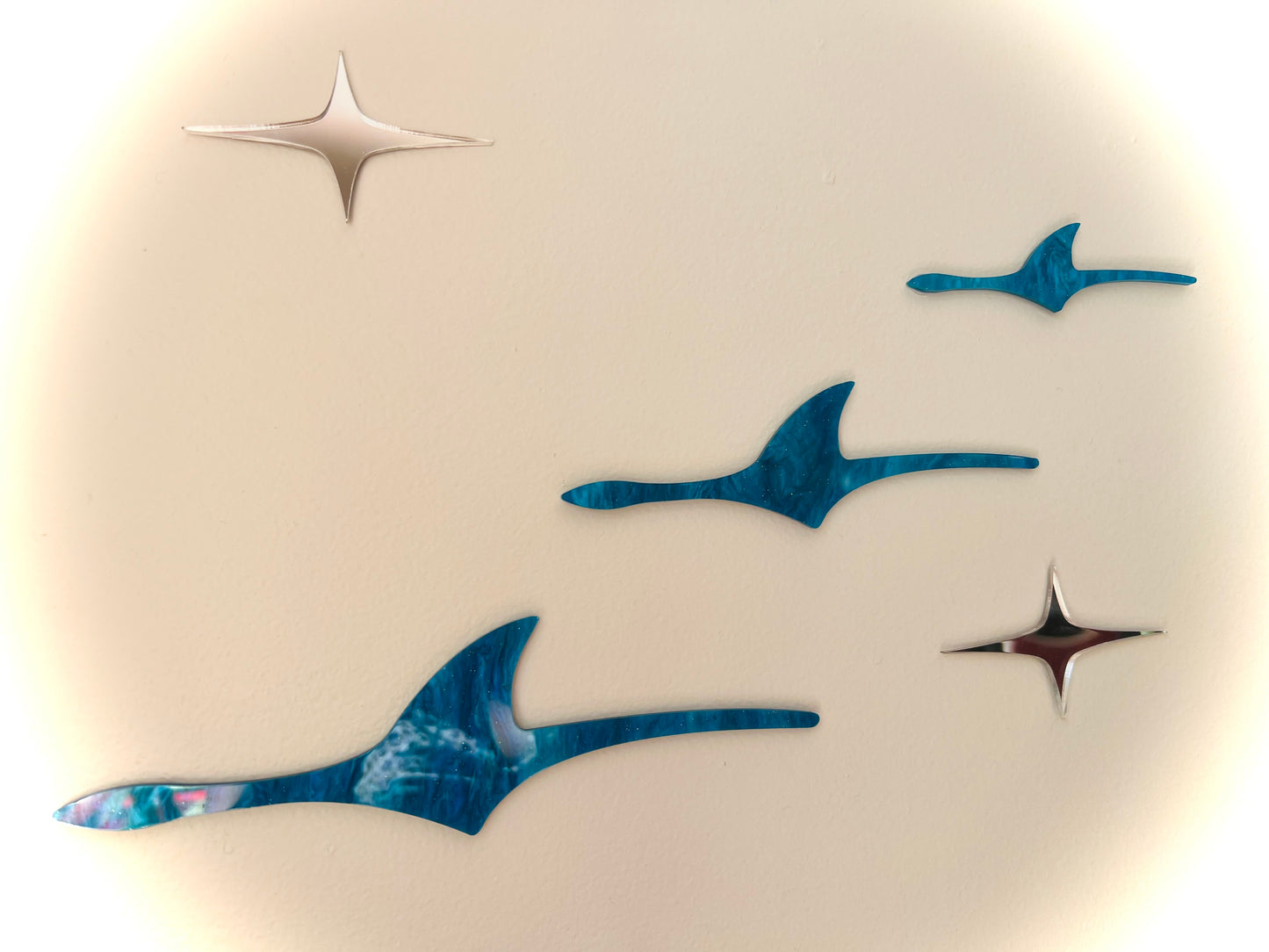 Mid-Century Modern Flying Birds Wall Art | Laser-Cut Acrylic Retro Wall Sculpture. Free Shipping Within Australia.