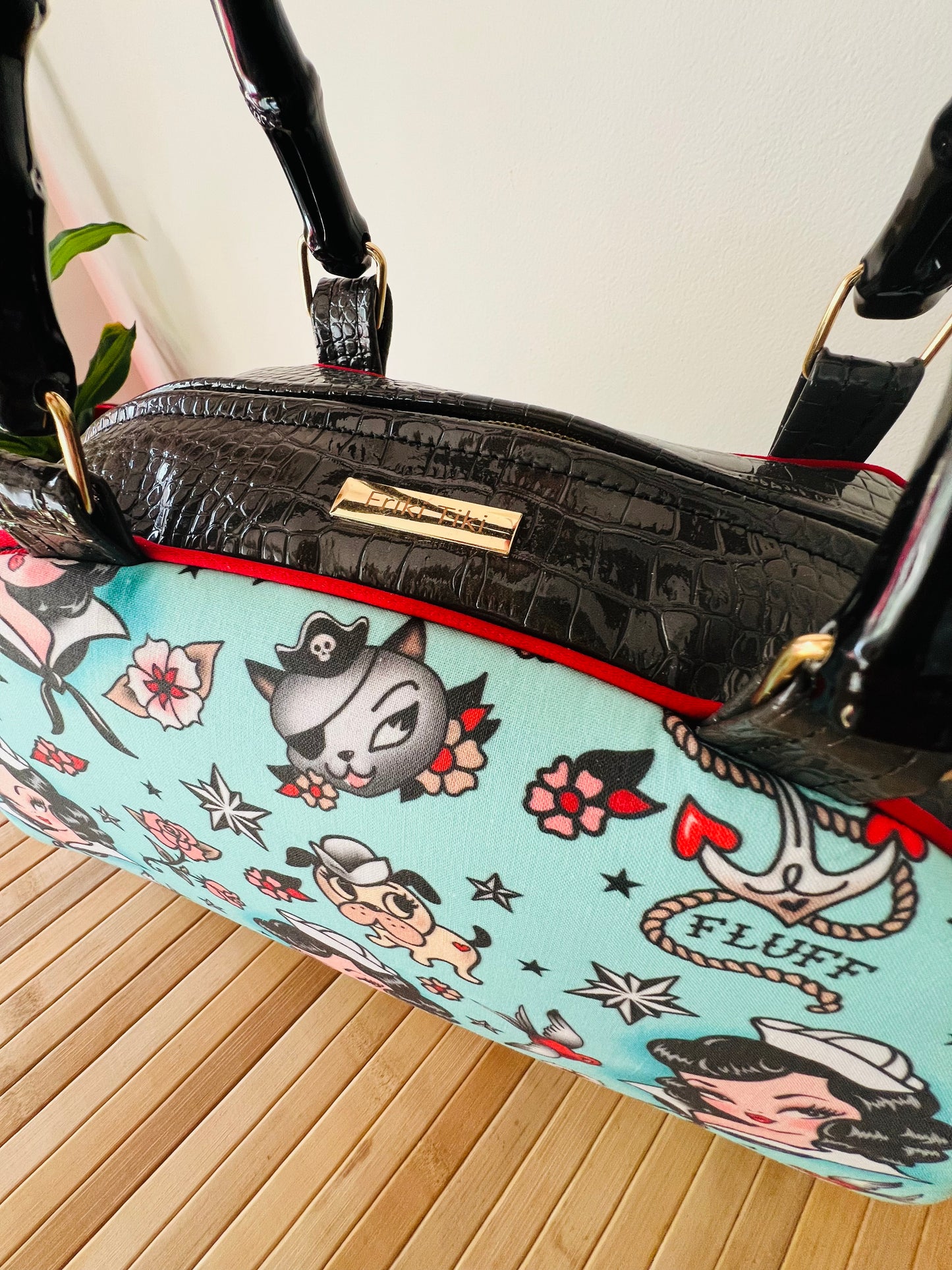 Vintage Inspiration Retro Sailor Girl Bowling Style Handbag (Licensed Linen Canvas Miss. Fluff) Includes Shipping Within Australia