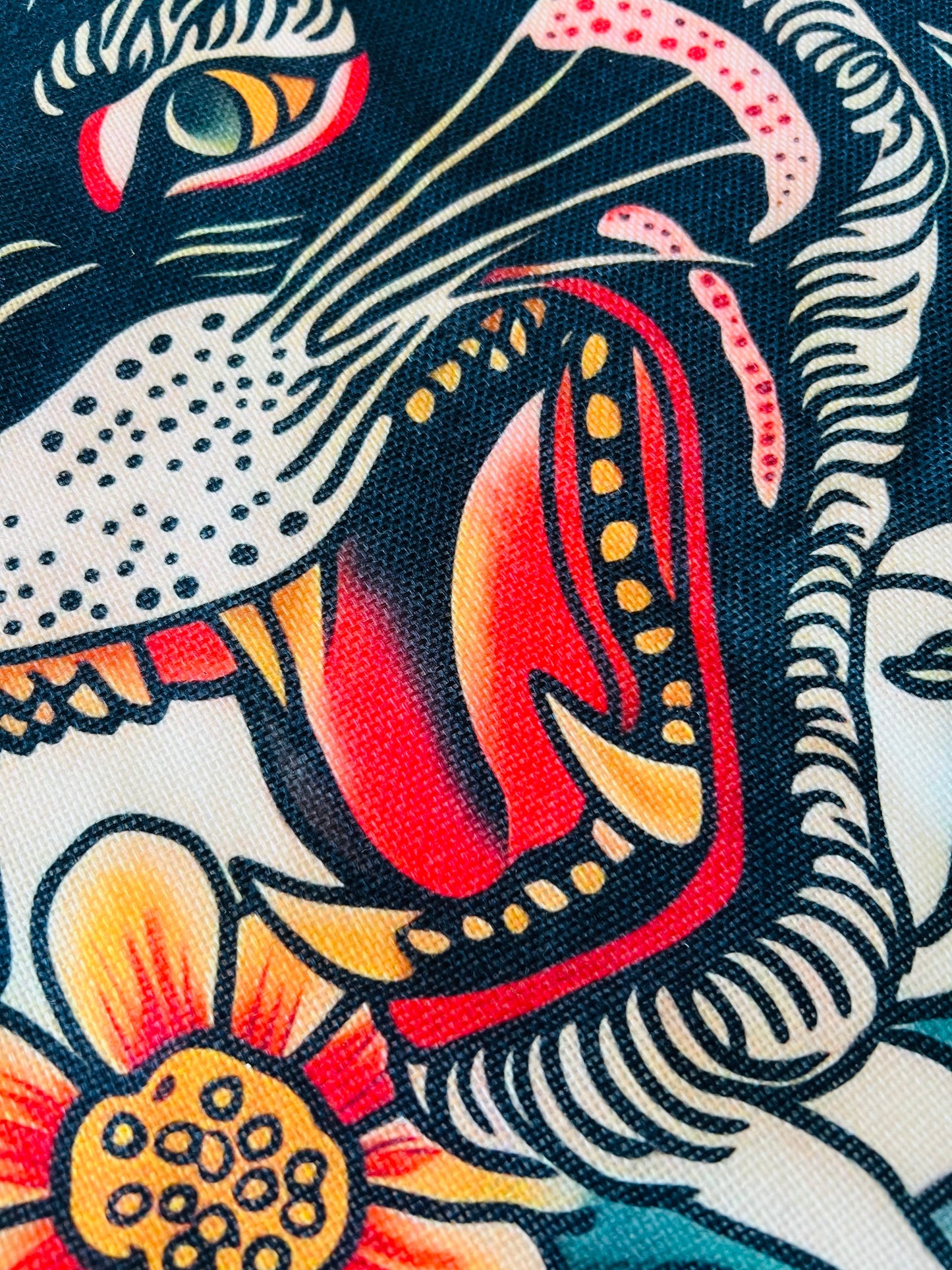Traditional Tattoo Flash Panther Cushion. Includes Shipping Within Australia.