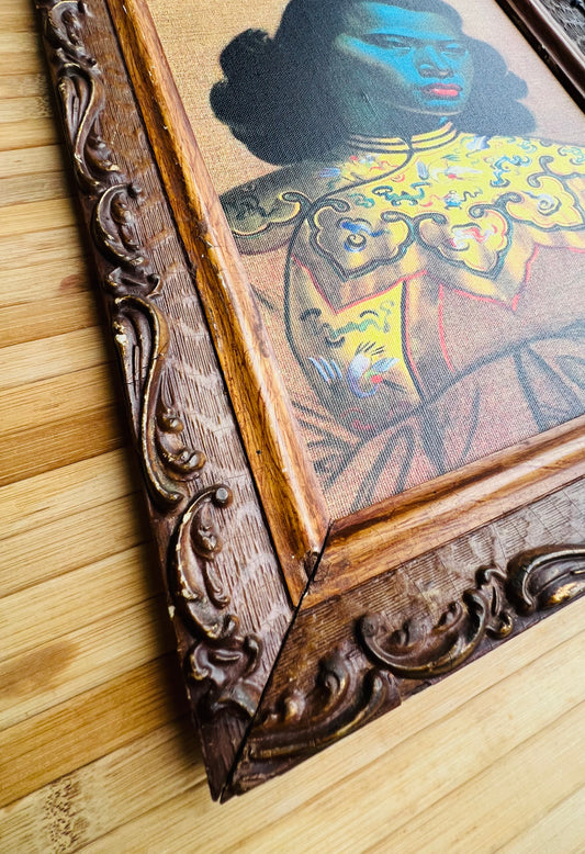 Vladimir Tretchikoff Chinese Blue Lady Canvas. Vintage Carved Frame. Includes Shipping Within Australia.