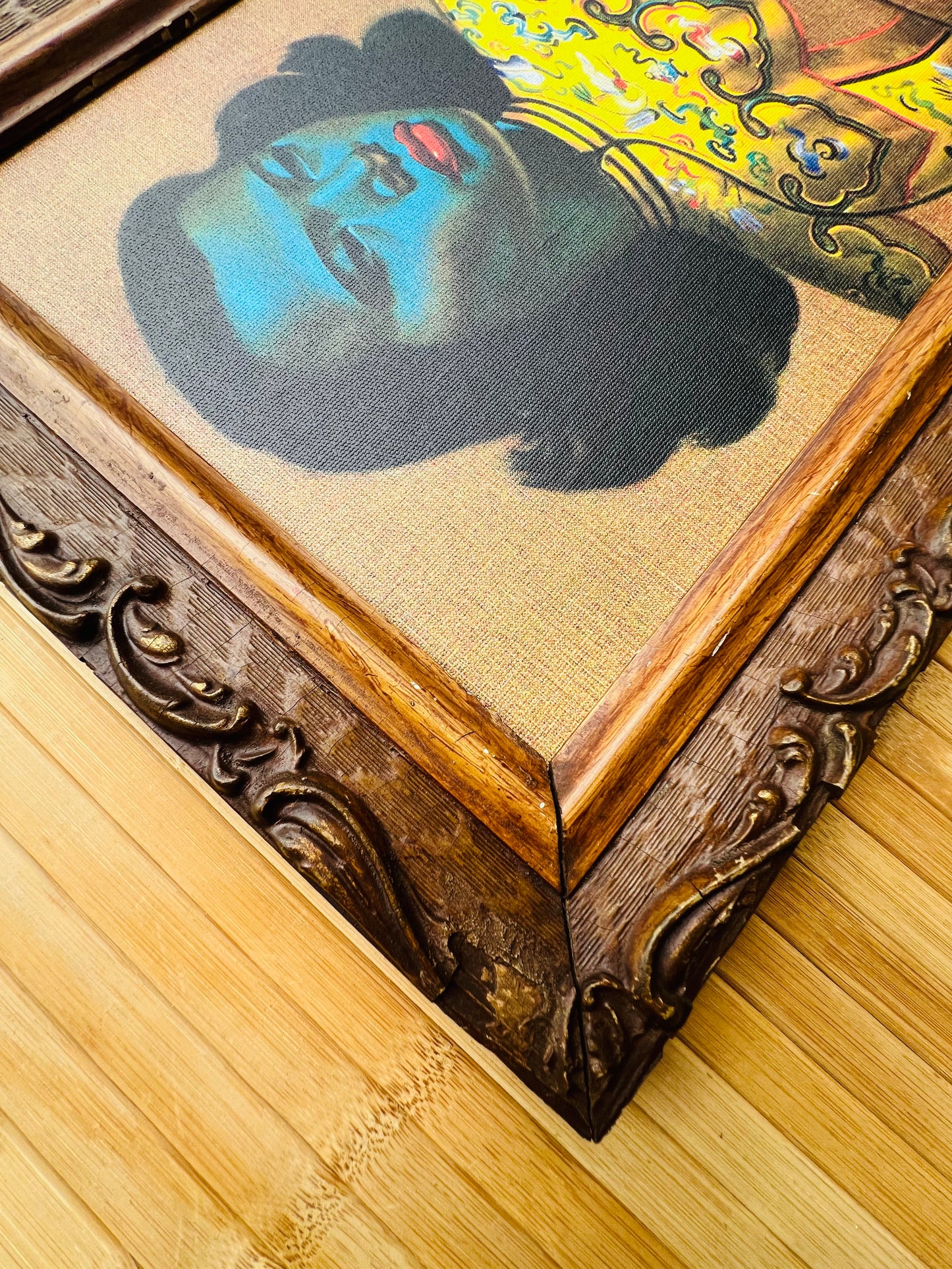 Vladimir Tretchikoff Chinese Blue Lady Canvas. Vintage Carved Frame. Includes Shipping Within Australia.