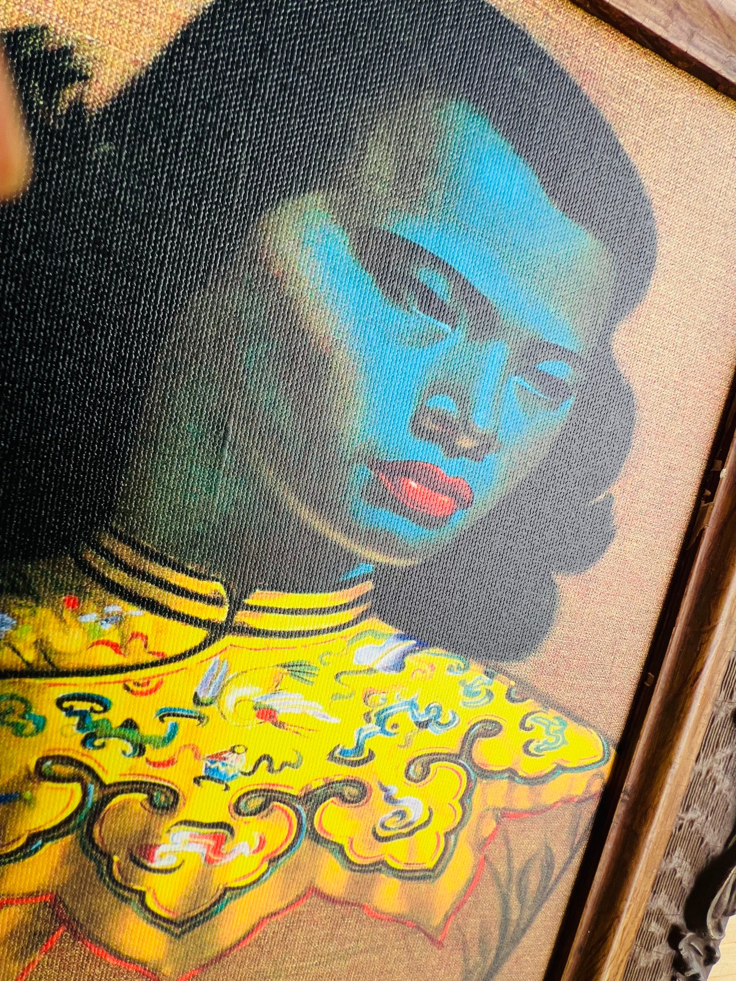 Vladimir Tretchikoff Chinese Blue Lady Canvas. Vintage Carved Frame. Includes Shipping Within Australia.