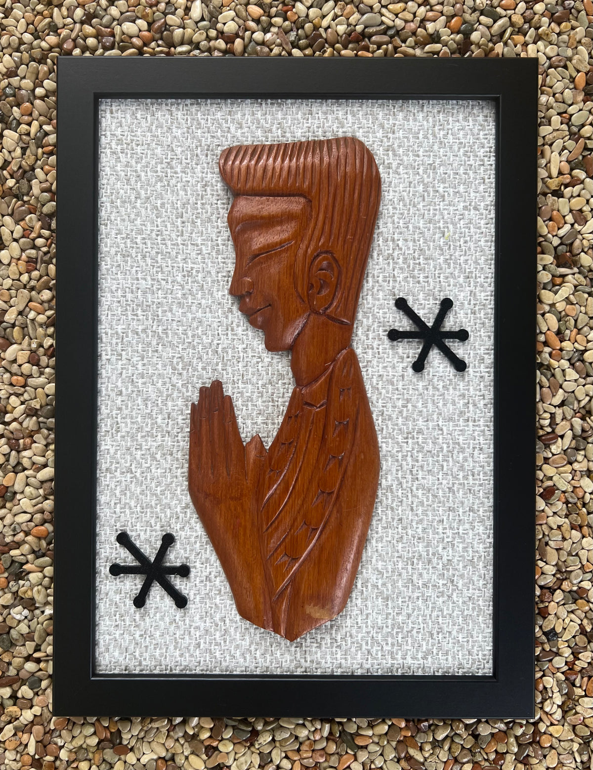 Midcentury Modern Carved Wood Praying Boy. Includes Shipping Within Australia.