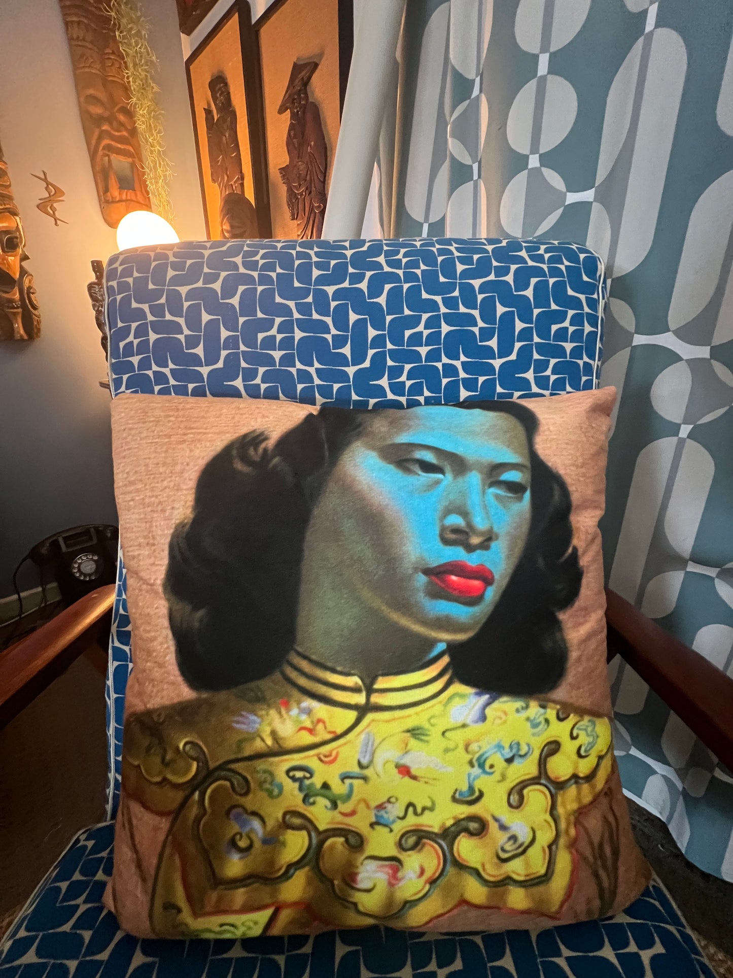 Vladimir Tretchikoff Chinese Blue Lady Cushion Cover. Free Shipping Within Australia.