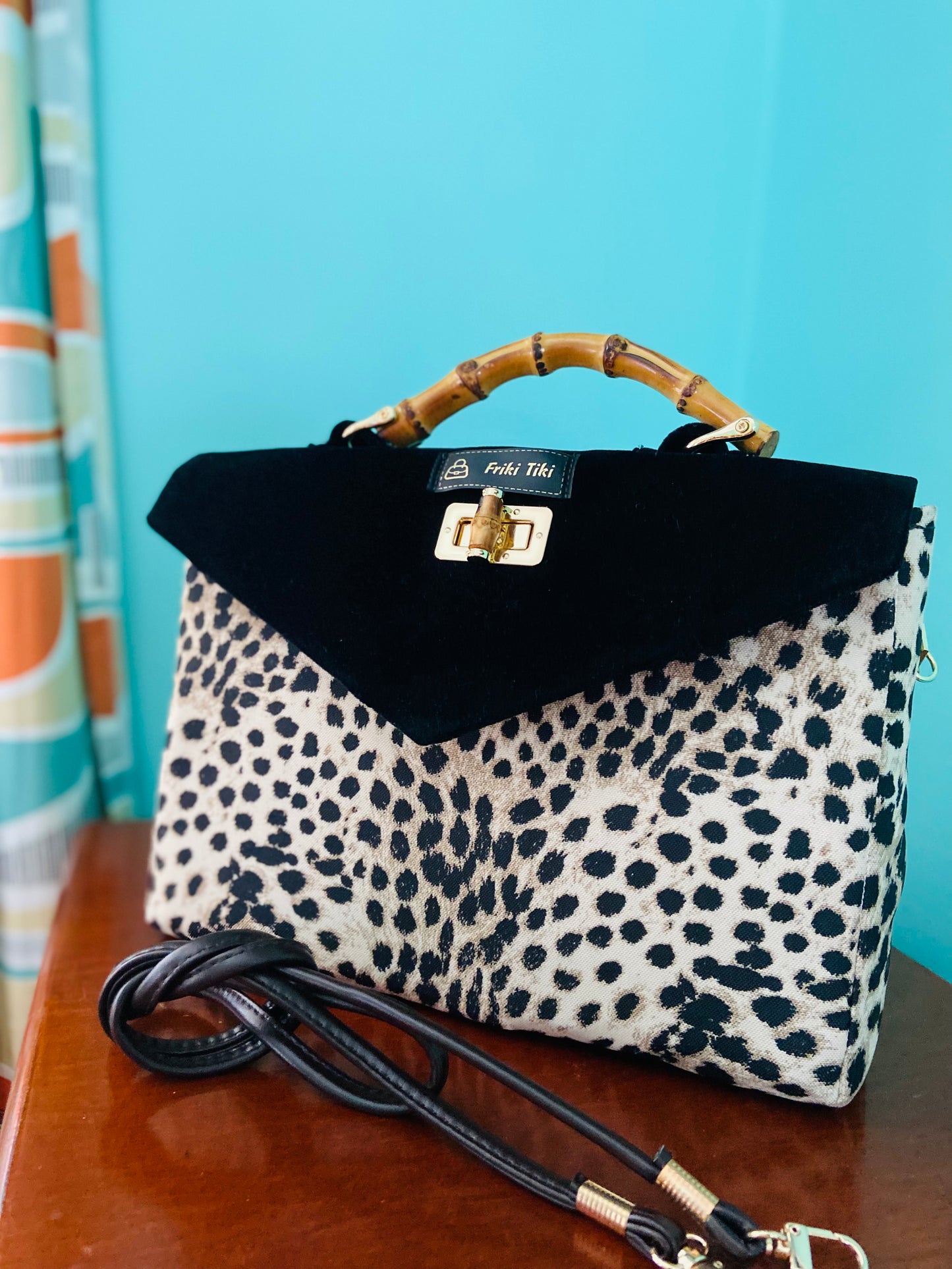 Retro Coast Midcentury Tiki Pinup Leopard Bag. Entirely Handmade.