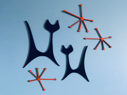 Retro Coast Midcentury    Cats & Orange Atomic Nodes