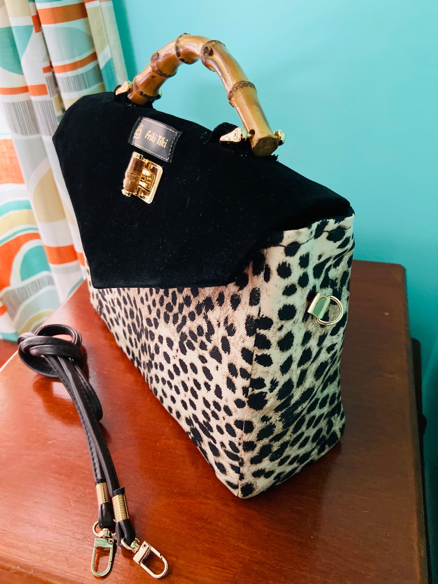 Retro Coast Midcentury Tiki Pinup Leopard Bag. Entirely Handmade.